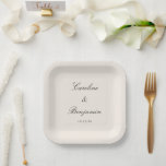 Classic Ivory Script Elegant Wedding Custom Name  Paper Plates<br><div class="desc">Stylish Formal Classic Traditional Script Elegant Wedding Invitation Custom Paper Plates in Ivory Cream</div>
