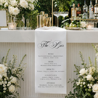 Classic Ivory Wedding Bar Menu Reception Décor Banner