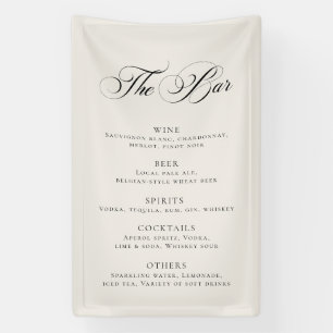 Classic Ivory Wedding Bar Menu Reception Décor Banner