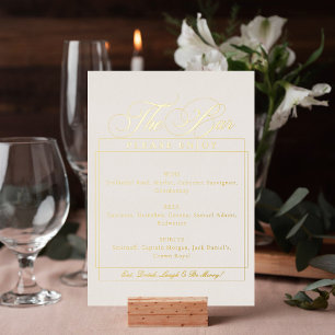Classic Ivory White Calligraphy Wedding Bar Sign Foil Invitation