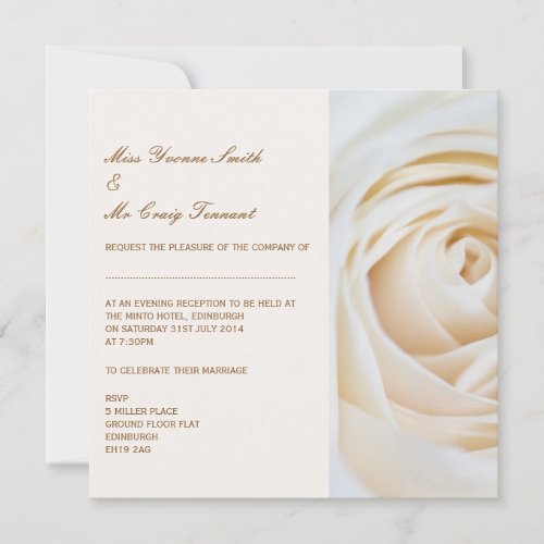 Classic Ivory White Wedding Evening Reception Personalized Invite