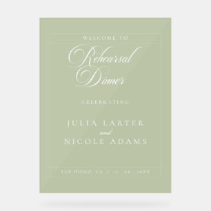 Classic Ivory White Wedding Rehearsal Dinner Sign