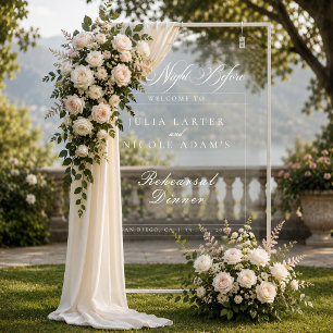 Classic Ivory White Wedding Rehearsal Dinner Sign