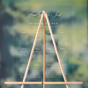 Classic Ivory White Wedding Seating Chart Sign