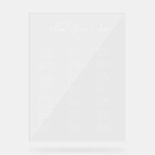 Classic Ivory White Wedding Seating Chart Sign