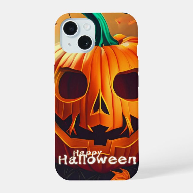 Classic Jack-o-Lantern Autumn Forest Scene Iphone Case (Back)