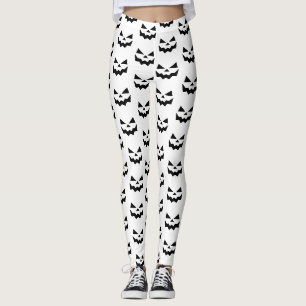 Classic Jack-o-lantern pumpkin face Black & White Leggings