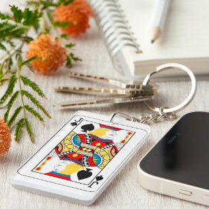 Classic Jack of Spades Poker Card Keychain