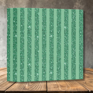 Classic Jade Green Glitter Style Vertical Stripes 3 Ring Binder