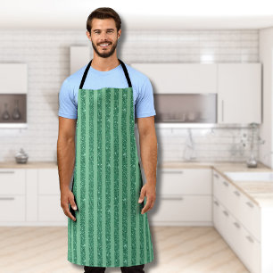 Classic Jade Green Glitter Style Vertical Stripes Apron