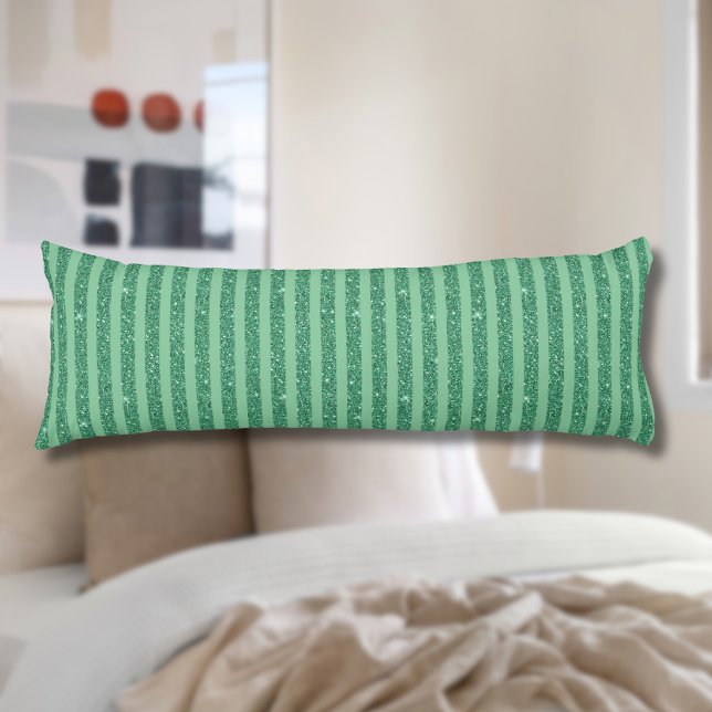 Classic Jade Green Glitter Style Vertical Stripes Body Pillow (Creator Uploaded)