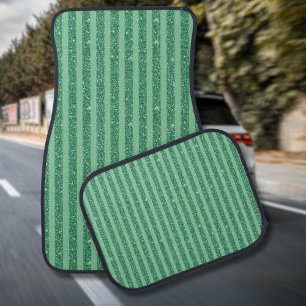 Classic Jade Green Glitter Style Vertical Stripes Car Floor Mat