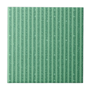 Classic Jade Green Glitter Style Vertical Stripes Ceramic Tile