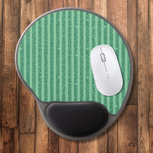 Classic Jade Green Glitter Style Vertical Stripes Gel Mouse Pad