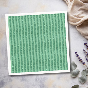 Classic Jade Green Glitter Style Vertical Stripes Napkins