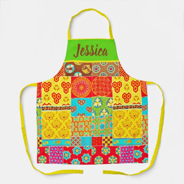 CLASSIC JAPANESE DESIGN QUILTED PATTERN APRON (Front)