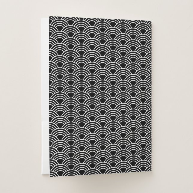 Classic Japanese Seigaiha Wave Pattern Pocket Folder (Back)