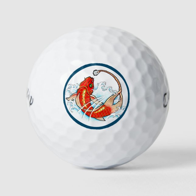 Classic japanese tattoo koi fish carp and diamond golf balls (Front)