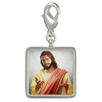 Classic Jesus Christ Smiling Silver Charm Chaplet by Frasure_Studios at Zazzle