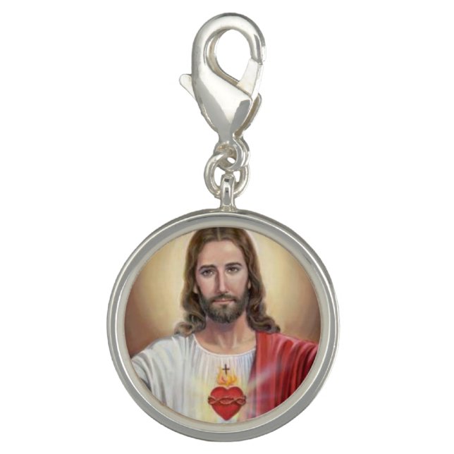 Classic Jesus Sacred Heart Silver Charm Chaplet (Front)