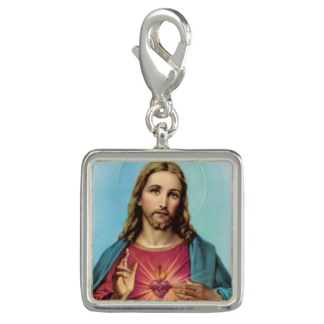 Classic Jesus Sacred Heart Silver Charm Chaplet (Front)