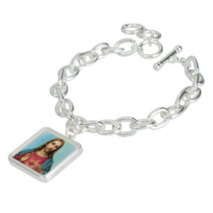 Classic Jesus Sacred Heart Silver Charm Chaplet Bracelet