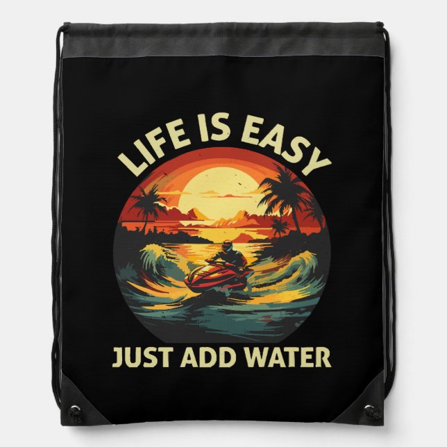 Classic Jet Ski skier Drawstring Bag (Front)