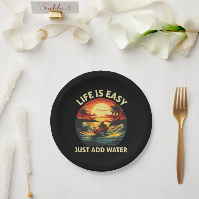 Classic Jet Ski skier Paper Plates (Wedding)