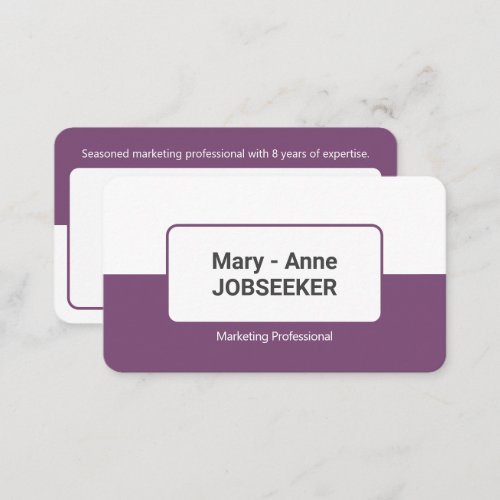 Classic Job Seeker 2 Colored Elegant Purple Plum Business Card