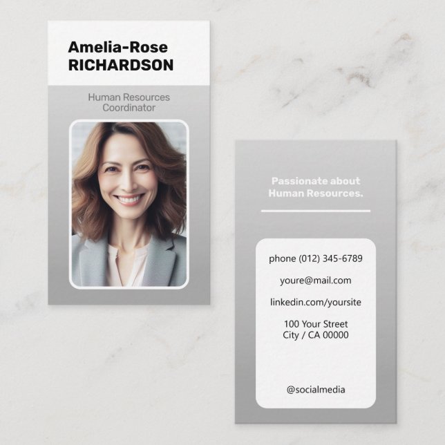 Classic Job Seeker Classy Minimalist Ombre Gray Business Card (Front/Back)