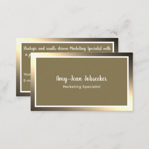 Classic Job Seeker Golden Ombre Simple Minimalist Business Card
