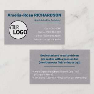 Classic Job Seeker Logo Template Gray Kraft Paper Business Card