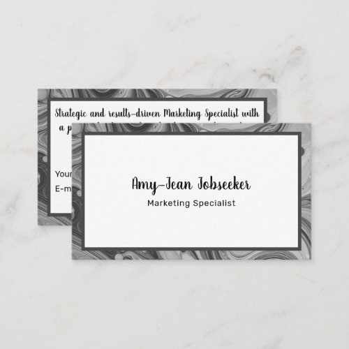 Classic Job Seeker Marbled Simple Minimalist Gray Business Card