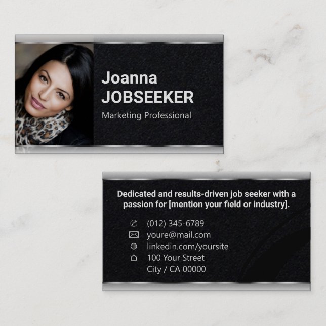 Classic Job Seeker Minimal Elegant Plain Black  Business Card (Front/Back)