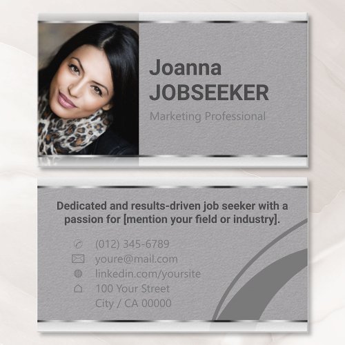 Classic Job Seeker Minimal Elegant Plain Gray Business Card