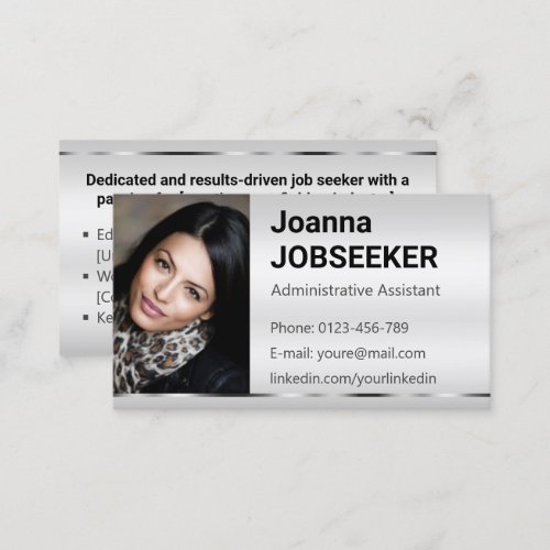Classic Job Seeker Minimal Ombre Elegant Gray Business Card