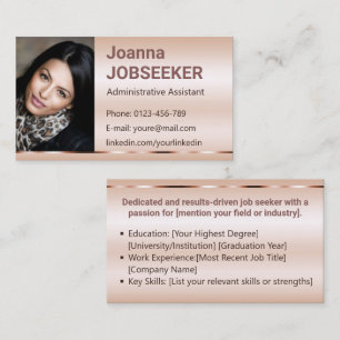 Classic Job Seeker Minimal Ombre Elegant Rose Gold Business Card