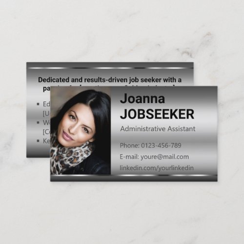 Classic Job Seeker Minimal Ombre Elegant Silver  Business Card