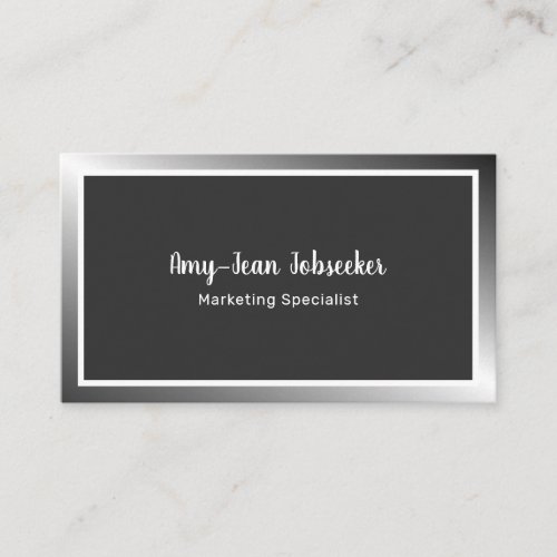 Classic Job Seeker Silver Ombre Simple Minimalist Business Card