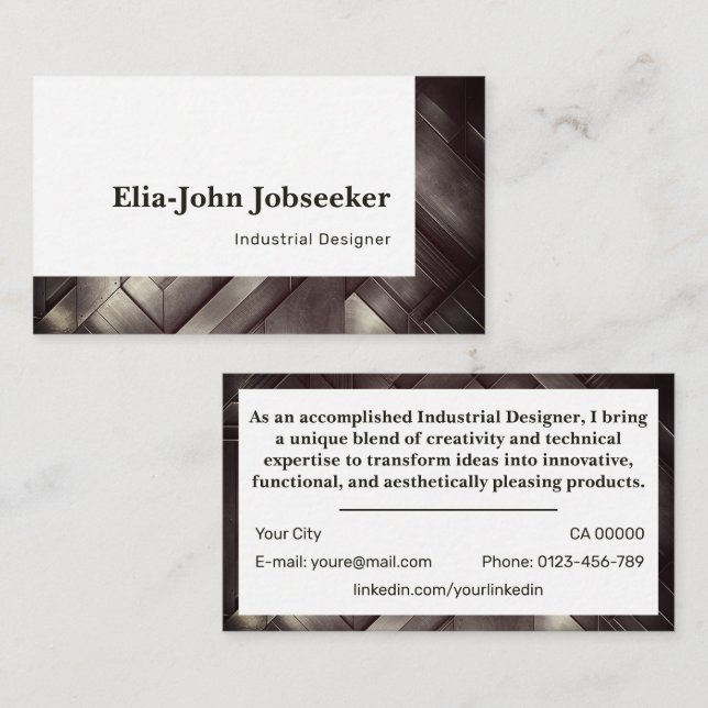 Classic Job Seeker Simple Minimalist Steel Wooden Business Card (Front/Back)