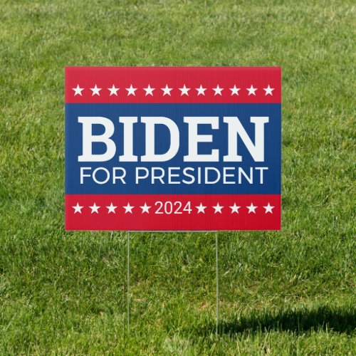 Classic Joe Biden 2024 with Stars _ Red Blue Sign