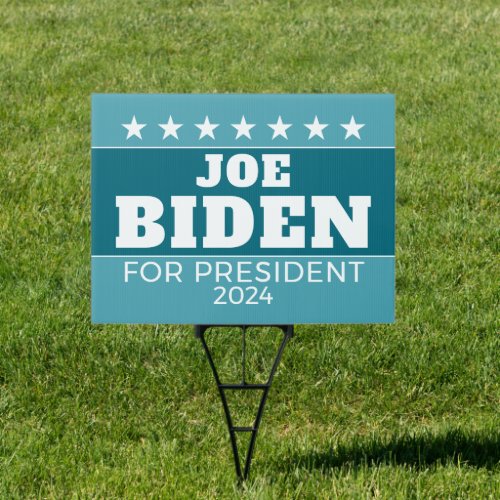 Classic Joe Biden 2024 with Stars _ Teal Blue Sign