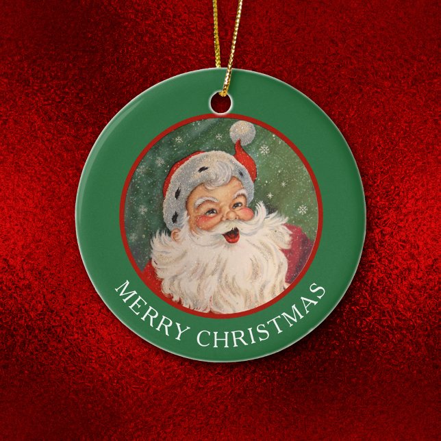 Classic Jolly Santa Claus Christmas Ceramic Ornament (Creator Uploaded)