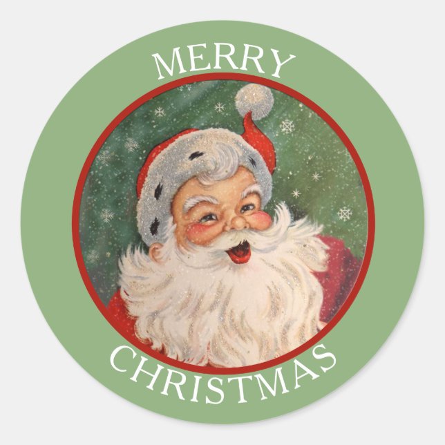 Classic Jolly Santa Claus Christmas Classic Round Sticker (Front)