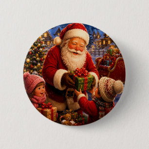 Classic Jolly Santa Claus Festive Party Button