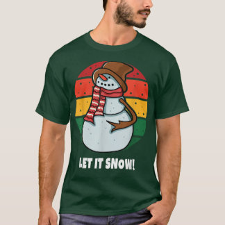 Classic Jolly Snowman Retro Vintage Sunset Happy H T-Shirt