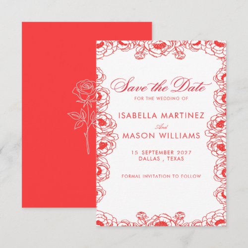 Classic juice red french flowers save the date