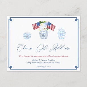 Classic July 4th Red White Blue Change Of Address Announcement Postcard