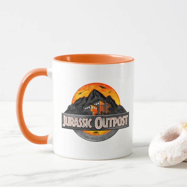 Classic Jurassic Outpost Logo Mug (With Donut)