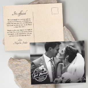 Classic just married photo announcement postcard